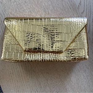NWOT Zara Gold Crocodile Clutch/Purse with Chain